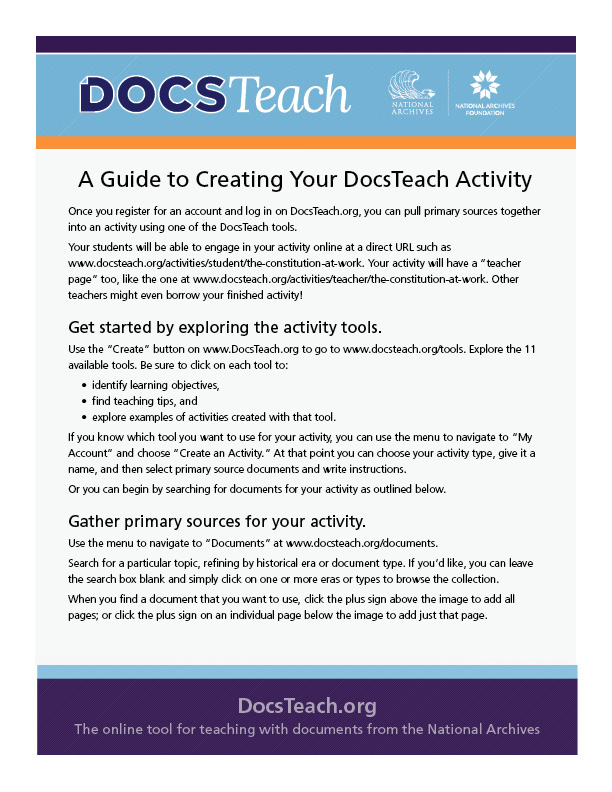 Guide to Creating Your DocsTeach Activity