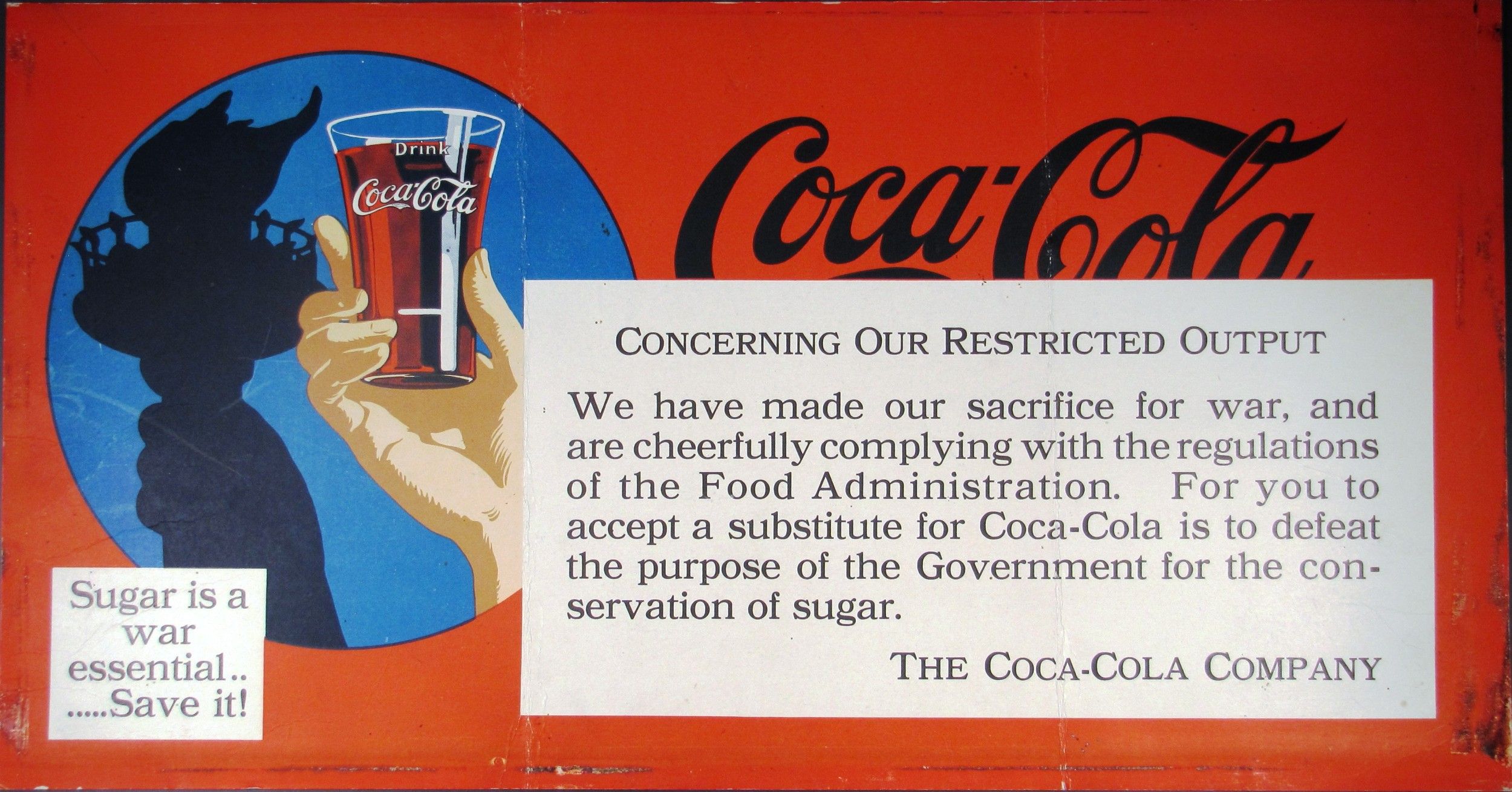  Coca-Cola is stating their compliance with the WWI food regulations. - History By Mail