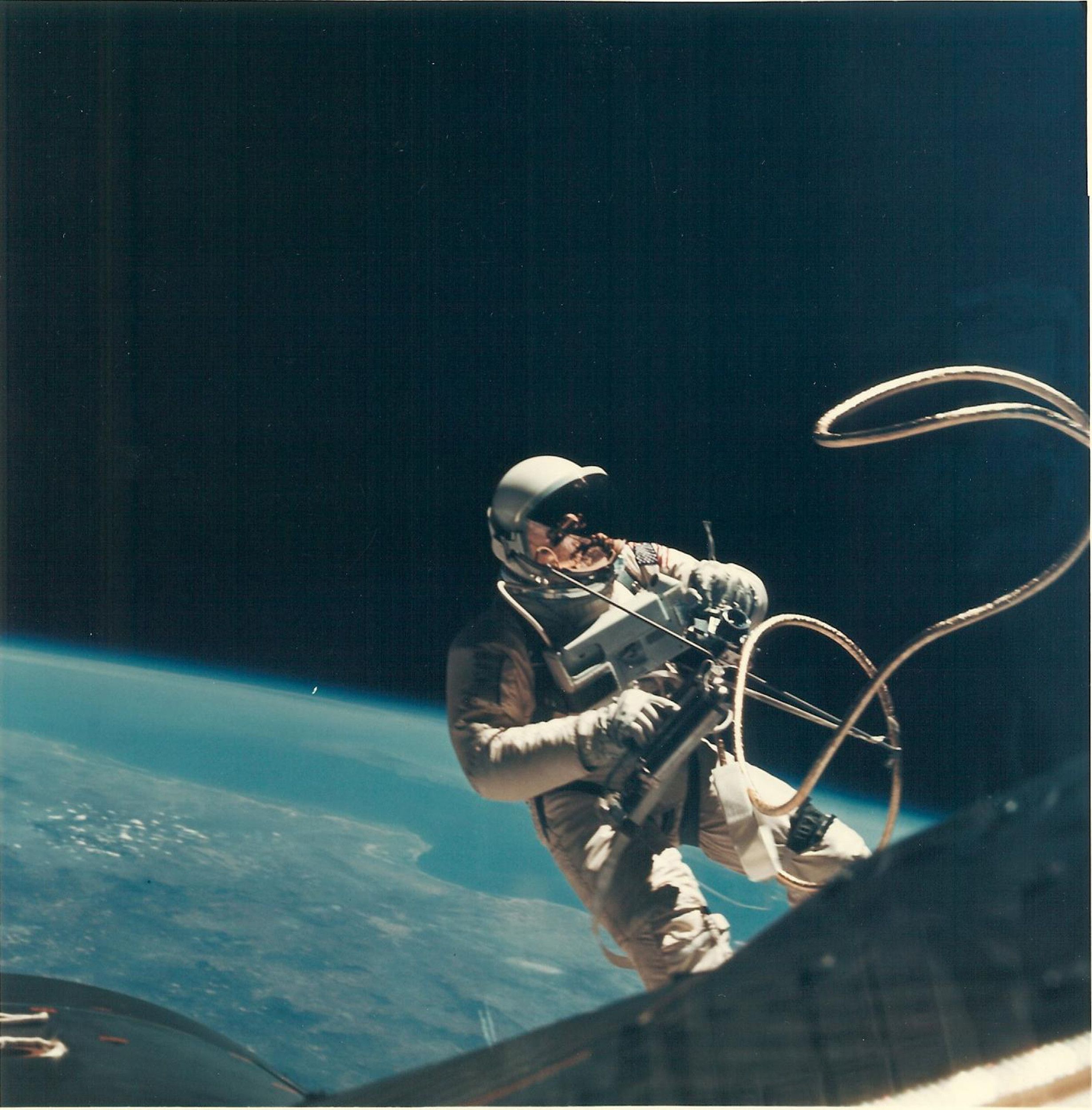 Photo number 2 of astronaut Edward H. White's extra vehicular activity ("space walk") on Gemini IV (June 3, 1965) 