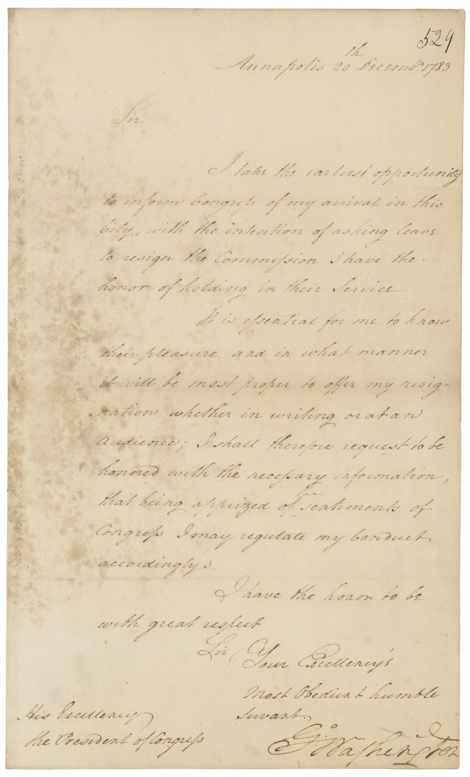  Letter from Revolutionary War General George Washington to Congress (1783) - History By Mail