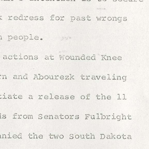 Memorandum Regarding the Occupation of Wounded Knee