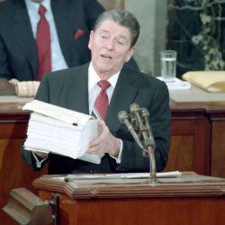 President Reagan Gives the State of The Union Address to Congress at the United States Capitol