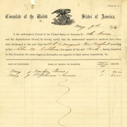 Certificate of Discharge from the Whaling Bark Charles W. Morgan