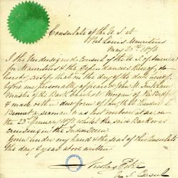 Certification of the Death of Theodore L. Bennet of the Whaling Bark Charles W. Morgan