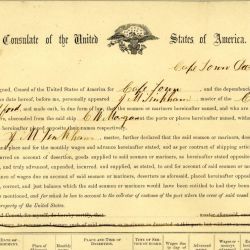 Certificate of Men Absconded from the Whaling Bark Charles W. Morgan at Cape Town, South Africa