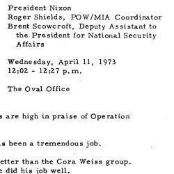 April 11, 1973 - Nixon, POW/MIA Coordinator Roger Shields