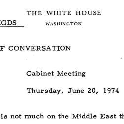 June 20, 1974 - Cabinet Meeting