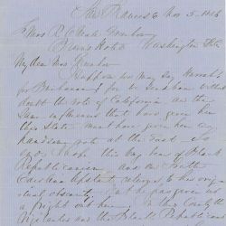 Letter from Edward J. Pringle to Rose Greenhow Concerning James Buchanan and John Charles Fremont