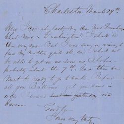 Letter from Edward J. Pringle Sent from Charleston to Rose Greenhow
