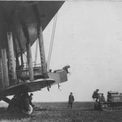 Tractor Hauling Bombing Plane into Position. Near Ligescourt, France.