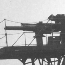 Submarine gun mounted on rocking platform. Zeebrugge Mole