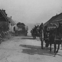 British troops, tanks and transport enroute to the front line trenches. France