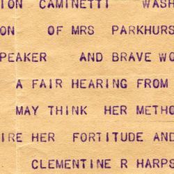 Telegram from Clementine R. Harpshorne to the Commissioner General of Immigration