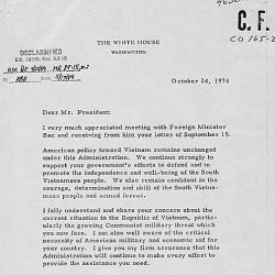 Letter from President Gerald R. Ford to South Vietnam