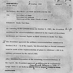 Draft Copy of National Security Action Memorandum No. 263 October 11, 1963