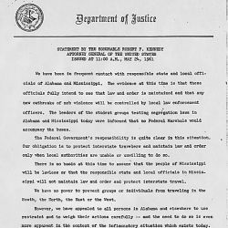 Robert F. Kennedy Statement on Law and Order in Alabama and Mississippi