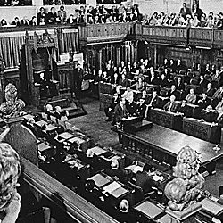 President Nixon Addresses a joint session of the Canadian Parliament, in Ottawa, Canada