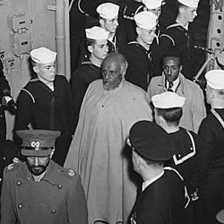 Visit of Emperor Haile Selassie of Ethiopia on USS Qunicy in Great Bitter Lake, Egypt