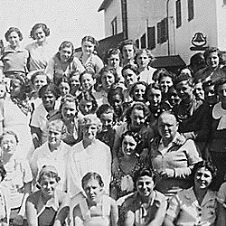Federal Emergency Relief Administration: FERA camps for unemployed women in Arcola, Pennsylvania; "Reunion Day - First Campers Join Second Campers"