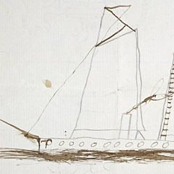 Childhood Drawing of a Sailing Ship by Franklin D. Roosevelt