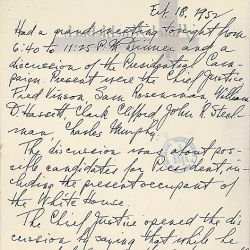 Diary entry by Harry S. Truman, beginning, "Had a grand meeting tonight . . . ."