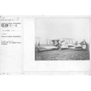 Curtiss JN-4 taking off, at Langley Field, Virginia.