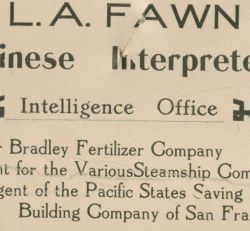 Business Card for Chinese Interpreter L. A. Fawn
