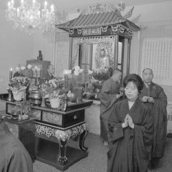 Chinese Buddhists at the Temple of Enlightenment, Bronx, New York