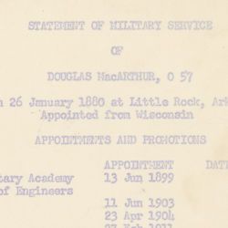 Statement of Military Service of Douglas MacArthur