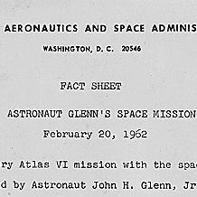 Fact Sheet--Astronaut Glenn"s Space Mission