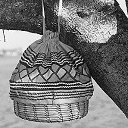 Seminole Coiled Sweet Grass Basket with Cloth Top