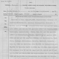 Ward record detailing medical treatment of Robert T. Gates at the Danville and Battle Mountain Soldier