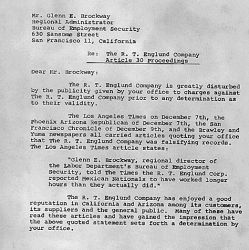 Letter from George C. Lyon, Moss, Lyon & Dunn, to Glenn E. Brockway, Regional Administrator, Bureau of Employment Security.
