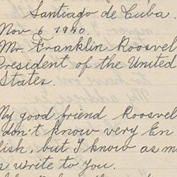Letter from Fidel Castro to President Franklin D. Roosevelt
