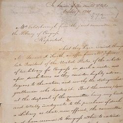 Report from the Joint Committee on the Library of Congress regarding the purchase of Thomas Jefferson