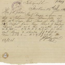 Enciphered Telegram from General J. E. Johnston to Secretary of War J. A. Seddon