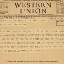Telegram from Russellville Chamber of Commerce Supporting Federal Bank Deposit Insurance