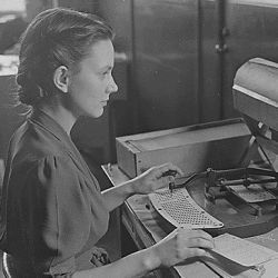 Woman Operating a Census Card Puncher