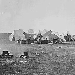 Rendezvous camp at Cheyenne. Laramie County, Wyoming