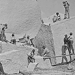 Quarrying granite for the Mormon temple