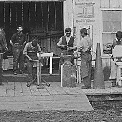Class in blacksmithing, Forest Grove School, Oregon