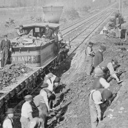 Aquia Creek and Fredericksburg Railroad, construction corps at work, VA