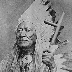 Washakie (Shoots-the-Buffalo-Running), a Shoshoni chief; half-length, seated, holding pipe 