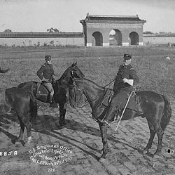 Brigadier General J. H. Wilson, U.S.Volunteers, and Lieutenant Turner, 10th Infantry, Aide de Camp. Temple of Agriculture, Peking