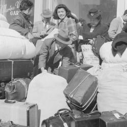 San Francisco, California. Evacuees of Japanese descent among a contingent of 664.