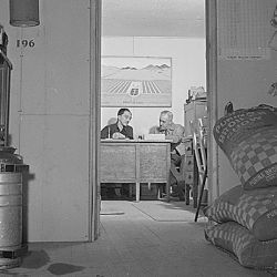 Tule Lake Relocation Center, Newell, California. Harry Makino, manager of the Tule Lake Poultry...