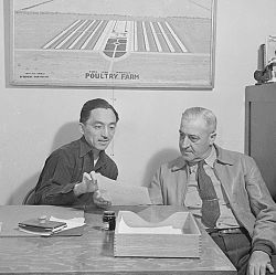 Tule Lake Relocation Center, Newell, California. Harry Makino, manager of the Tule Lake Poultry...