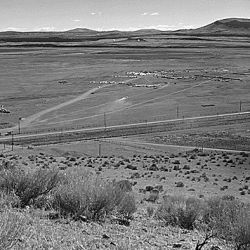 Tule Lake, California. A panoramic view showing a portion of the site for the Tule Lake War Relocation...