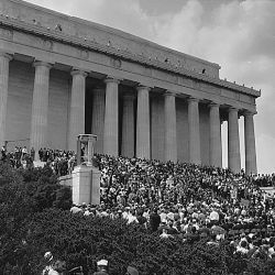 Civil Rights March on Washington, D.C. [Marchers at the Lincoln Memorial.]