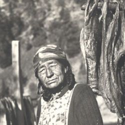 Slim Jim Charley and Her Sister Liza, Who Married a Warm Springs Indian and is Listed on Their Roll. Liza Comes Back to Camp With Alice and Dry Fall Fish at the Mouth of the White Salmon River